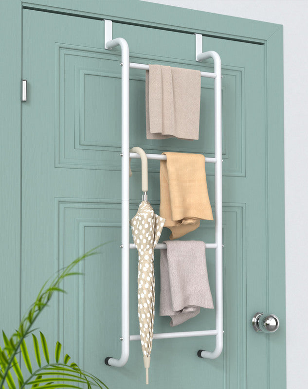 Over The Door Towel Rack Metal Behind Door Hanger for Bathroom Bedroom-White - Image 2