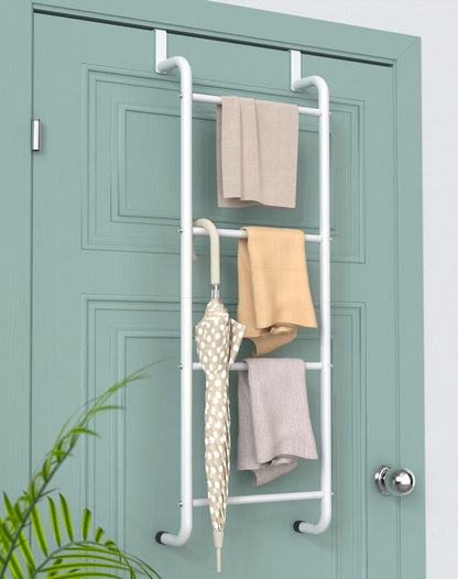 Over The Door Towel Rack Metal Behind Door Hanger for Bathroom Bedroom-White - Image 2