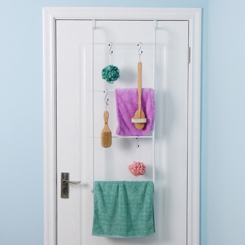 Over The Door Towel Rack Metal Behind Door Hanger for Bathroom Bedroom-White - Image 5
