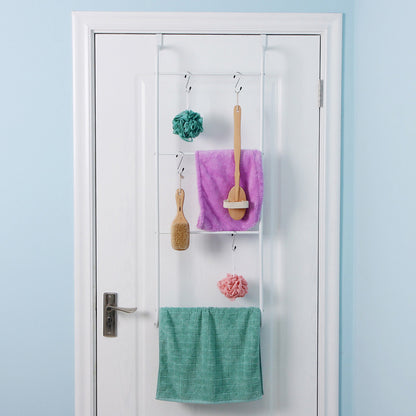 Over The Door Towel Rack Metal Behind Door Hanger for Bathroom Bedroom-White - Image 5