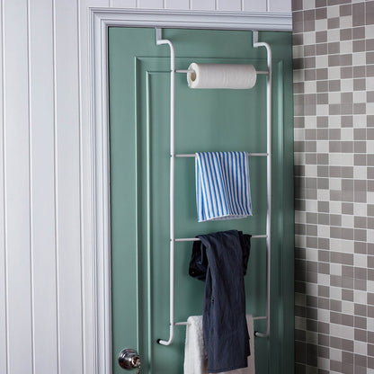 Over The Door Towel Rack Metal Behind Door Hanger for Bathroom Bedroom-White - Image 6