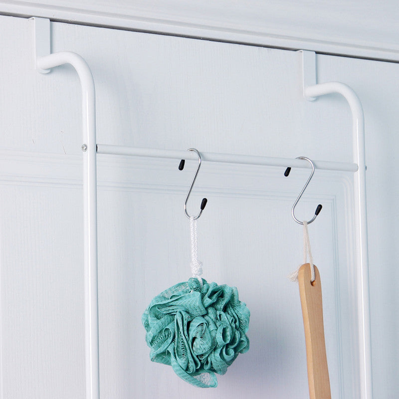 Over The Door Towel Rack Metal Behind Door Hanger for Bathroom Bedroom-White - Image 7