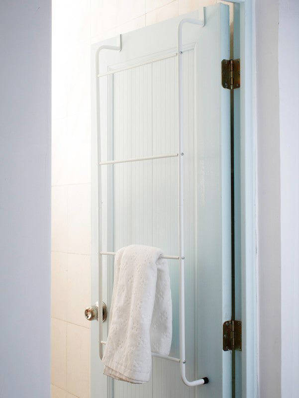 Over The Door Towel Rack Metal Behind Door Hanger for Bathroom Bedroom-White - Image 9