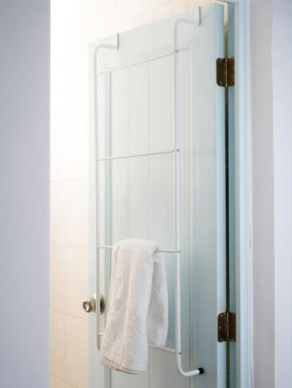 Over The Door Towel Rack Metal Behind Door Hanger for Bathroom Bedroom-White - Image 9