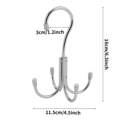 Stainless Steel Storage Hanger With 4 Hooks For Bras Ties Bag and Belts-Silver - Image 4