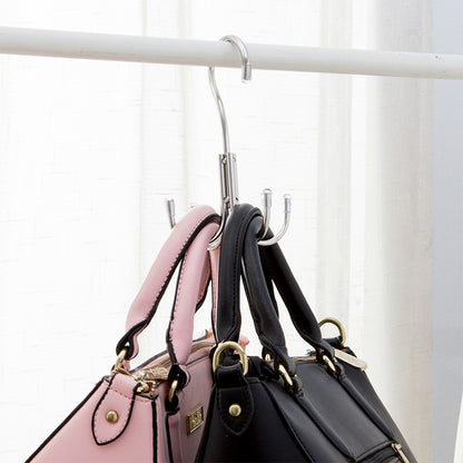 Stainless Steel Storage Hanger With 4 Hooks For Bras Ties Bag and Belts-Silver - Image 5