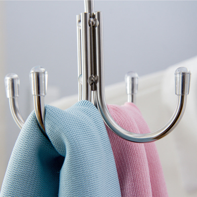 Stainless Steel Storage Hanger With 4 Hooks For Bras Ties Bag and Belts-Silver - Image 8