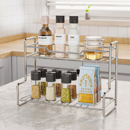 Mini Stainless Steel Kitchen Spice Storage Rack Bathroom And Toilet Organizer Rack-Silver - Image 2