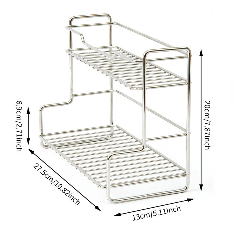Mini Stainless Steel Kitchen Spice Storage Rack Bathroom And Toilet Organizer Rack-Silver - Image 4