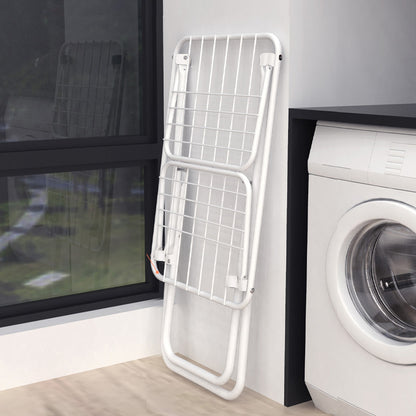 Double Wing Floor Folding Drying Rack For Clothes Quilt Towel-White - Image 5