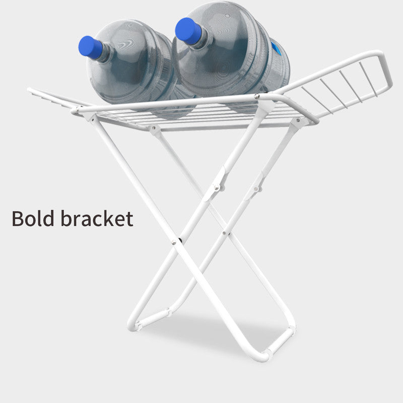 Double Wing Floor Folding Drying Rack For Clothes Quilt Towel-White - Image 7