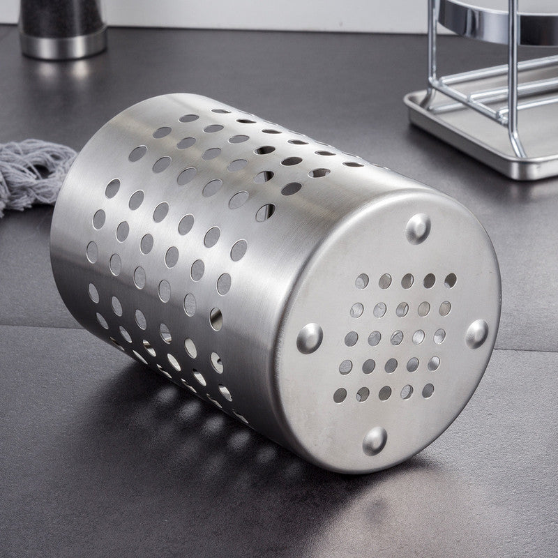 Stainless Steel Double-Tube Cutlery Basket With Storage Rack for Household Kitchen-Silver - Image 6