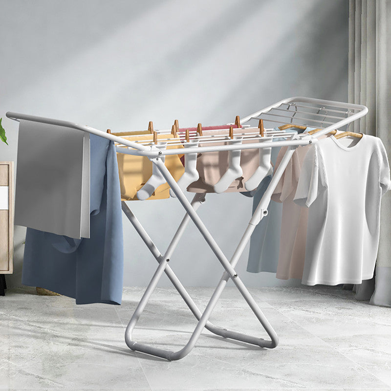 Upgrade Double Wing Floor Folding Drying Rack For Clothes Quilt Towel-White - Image 2