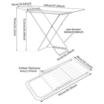 Upgrade Double Wing Floor Folding Drying Rack For Clothes Quilt Towel-White - Image 3