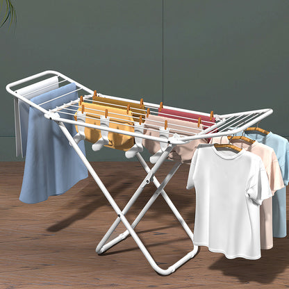 Upgrade Double Wing Floor Folding Drying Rack For Clothes Quilt Towel-White - Image 4