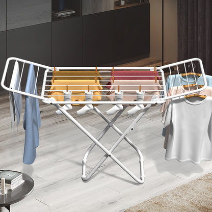 Upgrade Double Wing Floor Folding Drying Rack For Clothes Quilt Towel-White - Image 7