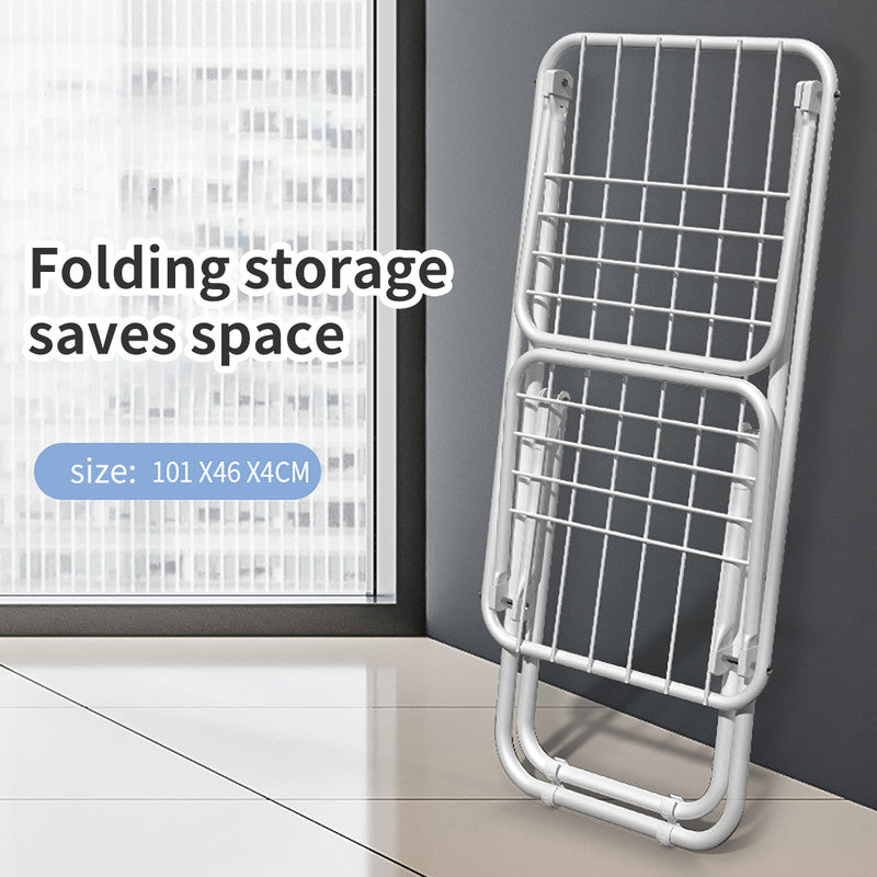 Upgrade Double Wing Floor Folding Drying Rack For Clothes Quilt Towel-White - Image 8