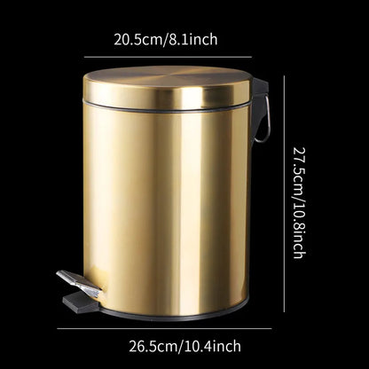 5L Stainless Steel Round Trash Can With Lid And Foot Pedal for Household Kitchen Hotel-Champagne Gold - Image 4