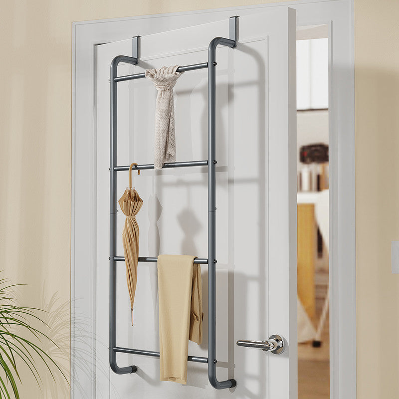 Over The Door Towel Rack Metal Behind Door Hanger for Bathroom Bedroom-Grey - Image 5