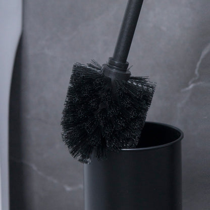 2-in-1 Iron Floor Standing Roll Paper Holder and Bamboo Lid Toilet Brush For Bathroom and Toilet-Black - Image 6