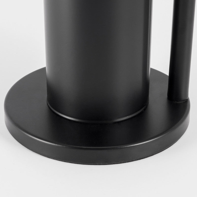 2-in-1 Iron Floor Standing Roll Paper Holder and Bamboo Lid Toilet Brush For Bathroom and Toilet-Black - Image 7