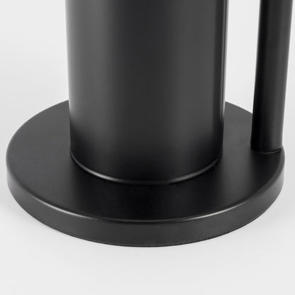 2-in-1 Iron Floor Standing Roll Paper Holder and Bamboo Lid Toilet Brush For Bathroom and Toilet-Black - Image 7