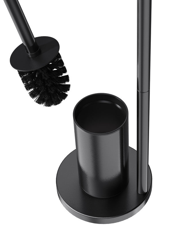 2-in-1 Floor Standing Roll Paper Holder and Toilet Brush For Bathroom and Toilet-Black - Image 8