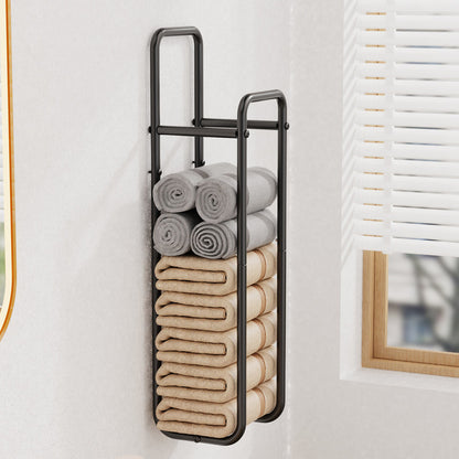 Double-Pole Towel Rack, Wall-Mounted Storage Rack for Bathroom,Black - Image 5