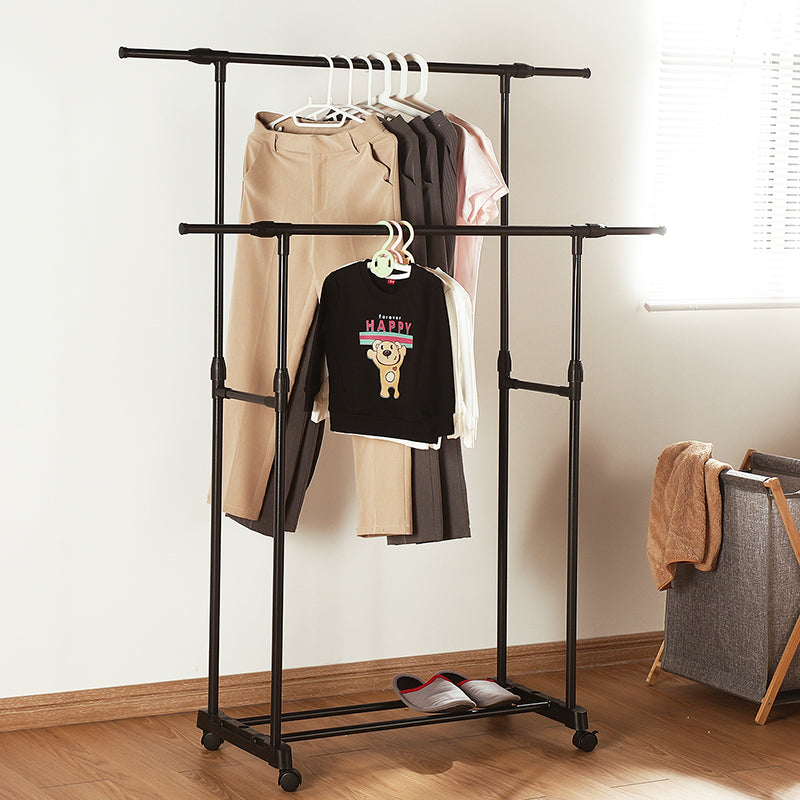 Double-rod Adjustable Clothes Rack with Pulley-Back - Image 2