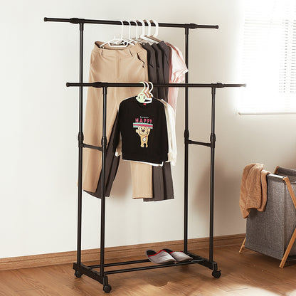 Double-rod Adjustable Clothes Rack with Pulley-Back - Image 2