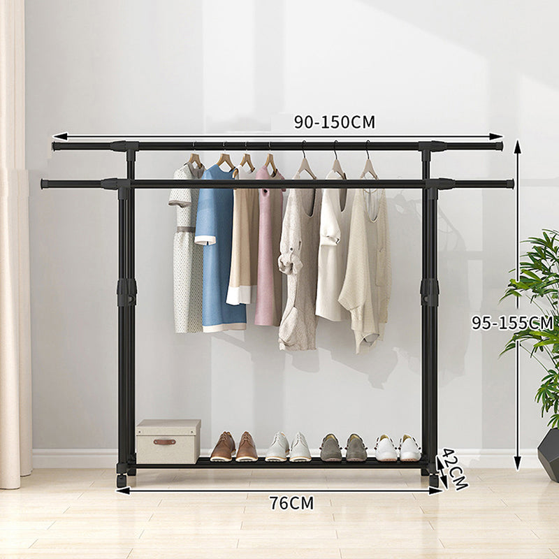 Double-rod Adjustable Clothes Rack with Pulley-Back - Image 3