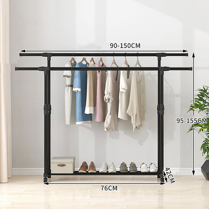 Double-rod Adjustable Clothes Rack with Pulley-Back - Image 3