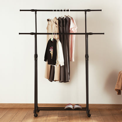 Double-rod Adjustable Clothes Rack with Pulley-Back - Image 4
