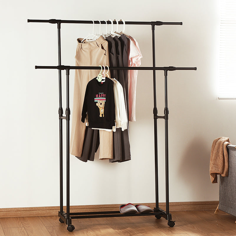 Double-rod Adjustable Clothes Rack with Pulley-Back - Image 5