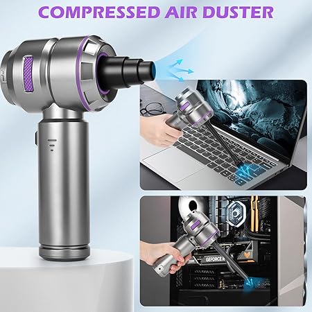 Car Vacuum Cleaner,19000PA High Power Mini Vacuum Cleaner,Rechargeable Handheld Vacuum,Portable Cordless Compressed Air Duster Air Blower for Car Home-Purple - Image 3