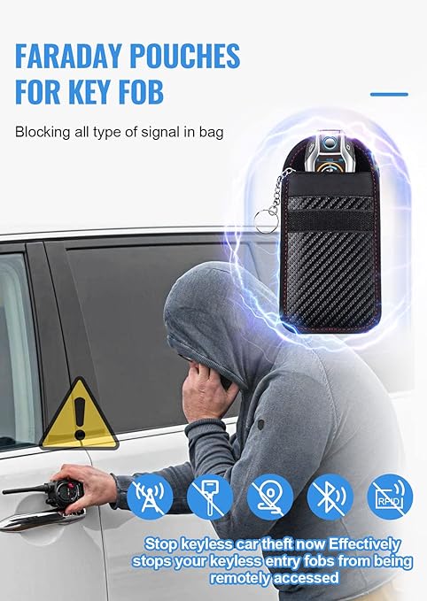 Faraday Pouch for car Keys,2 Pack Faraday Bag Car Key Signal Blocking Pouch ， Keyless Entry Car Keys Case | RFID Blocker Bag for Car Security ，Anti-Theft Remote Entry Keyless Protect-Black - Image 3
