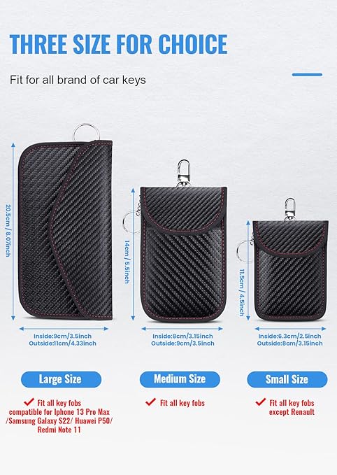 Faraday Pouch for car Keys,2 Pack Faraday Bag Car Key Signal Blocking Pouch ， Keyless Entry Car Keys Case | RFID Blocker Bag for Car Security ，Anti-Theft Remote Entry Keyless Protect-Black - Image 6
