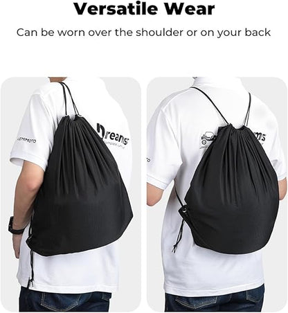 Helmet Bag, Large Capacity Light Weight Drawstring Bag for Motorcycle Bicycle Motocross Bike Racing  Snowboard Skiing Snowmobile Cycling Riding-Black - Image 5