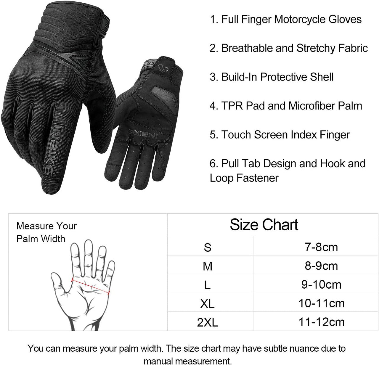 Breathable Mesh Motorcycle Gloves Touchscreen with TPR Palm Pad Hard Knuckle-Black-XLarge - Image 2