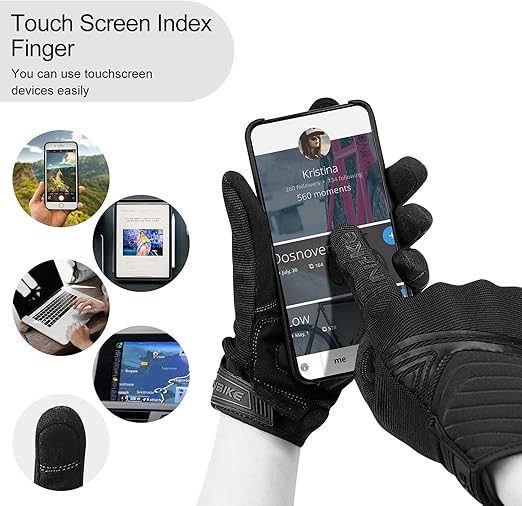 Breathable Mesh Motorcycle Gloves Touchscreen with TPR Palm Pad Hard Knuckle-Black-XLarge - Image 4