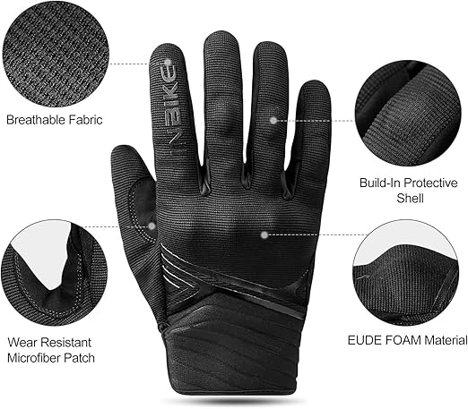 Breathable Mesh Motorcycle Gloves Touchscreen with TPR Palm Pad Hard Knuckle-Black-XLarge - Image 7