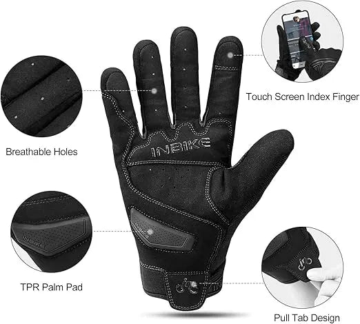 Breathable Mesh Motorcycle Gloves Touchscreen with TPR Palm Pad Hard Knuckle-Black-XXLarge - Image 3