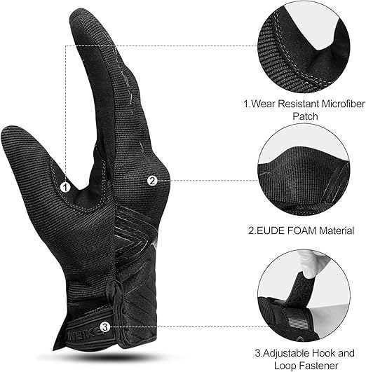 Breathable Mesh Motorcycle Gloves Touchscreen with TPR Palm Pad Hard Knuckle-Black-XXLarge - Image 5