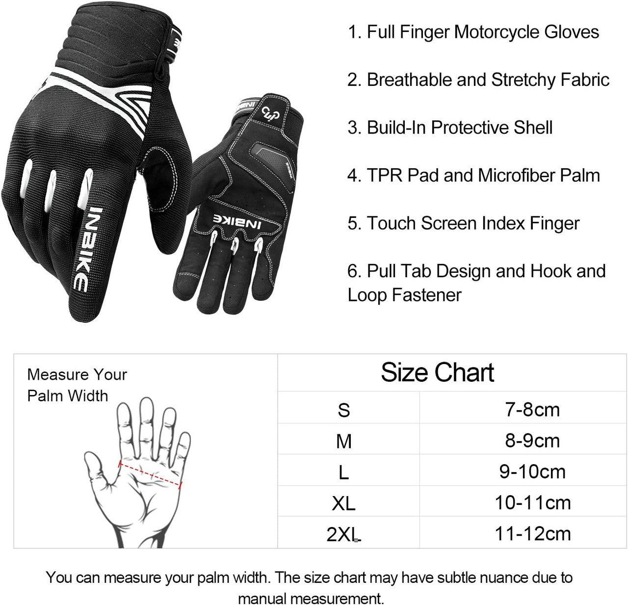 Breathable Mesh Motorcycle Gloves Touchscreen with TPR Palm Pad Hard Knuckle-White-XLarge - Image 5
