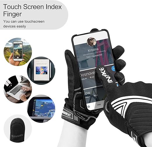 Breathable Mesh Motorcycle Gloves Touchscreen with TPR Palm Pad Hard Knuckle-White-XLarge - Image 7