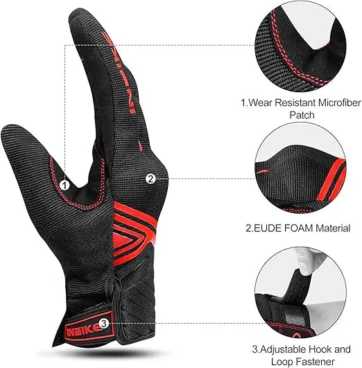 Breathable Mesh Motorcycle Gloves Touchscreen with TPR Palm Pad Hard Knuckle-Red-Small - Image 4