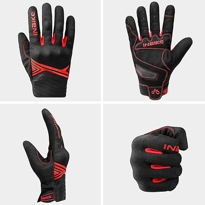 Breathable Mesh Motorcycle Gloves Touchscreen with TPR Palm Pad Hard Knuckle-Red-Small - Image 7