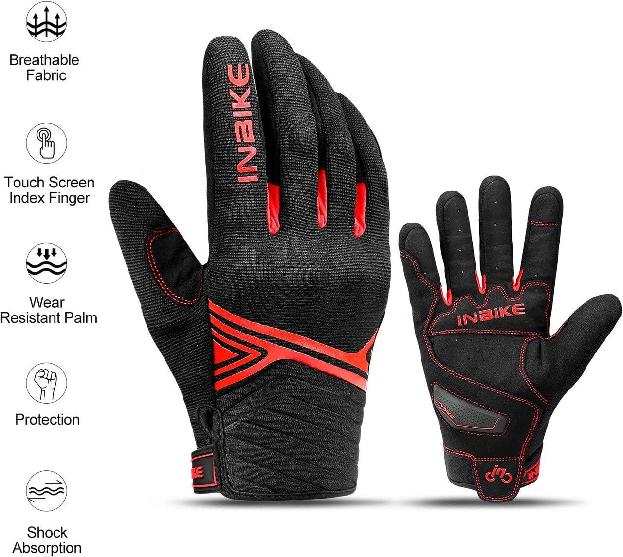 Breathable Mesh Motorcycle Gloves Touchscreen with TPR Palm Pad Hard Knuckle-Red-Medium - Image 3