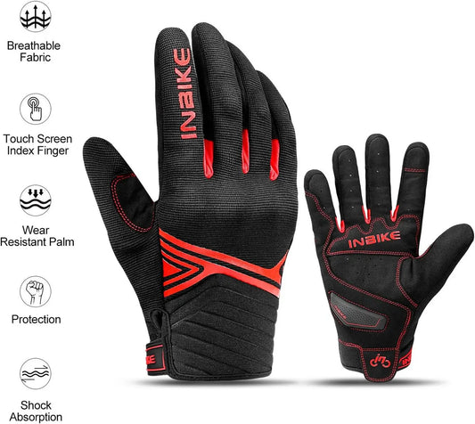 Breathable Mesh Motorcycle Gloves Touchscreen with TPR Palm Pad Hard Knuckle-Red-Medium - Image 3