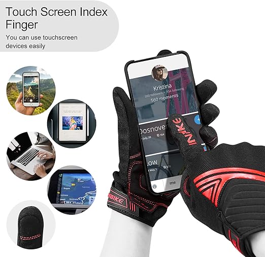 Breathable Mesh Motorcycle Gloves Touchscreen with TPR Palm Pad Hard Knuckle-Red-Medium - Image 6